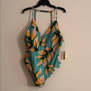 Kona Sol Kids One Piece Swimsuit - Teal and Yellow